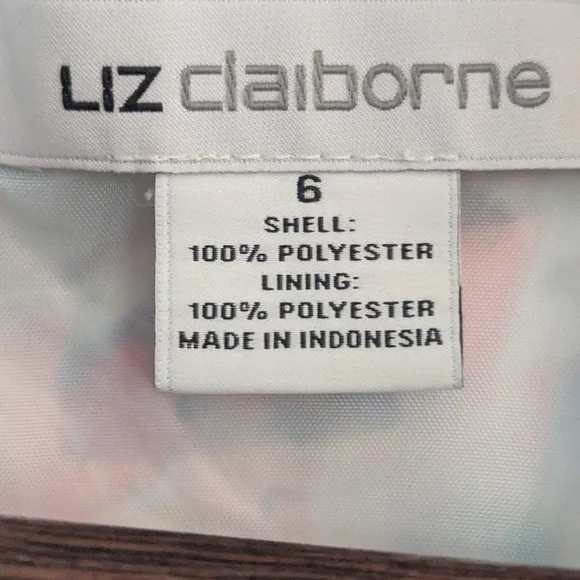 Liz Claiborne White Floral Midi Dress with Blue, Red and Green Print. Size 6. - Picture 3 of 8